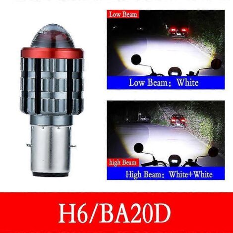 1 ampoule de phare de moto H4 Ba20d 9003 HB2 H6 à faisceau haut/bas LED blanc/jaune 12-80 V - H6 blanc