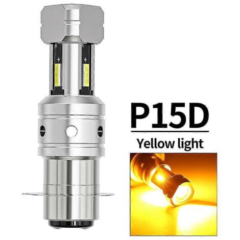 1 ampoule LED H4 Ba20d P15d-25-1 Canbus pour phare de moto, puce 1860, blanc, feux de route/croisement, antibrouillard - P15D-25-1 jaune