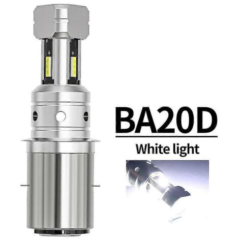 1 ampoule LED H4 BA20D P15D-25-1 pour phare de moto, compatible Canbus, avec puce 1860, feux de route/croisement blancs, antibrouillard - BA20D blanc