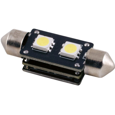 1 Ampoule Navette 37mm - 2 LEDs - T11x41 12V 3W 8000K - SV8.5 - Puce SMD - Avec Canbus - Blanc