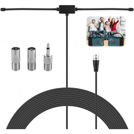 1 Antenne FM, Câble coaxial 3m, Connecteur F mâle, Adaptateurs inclus, Pour tuner HiFi récepteur DAB système audio domestique