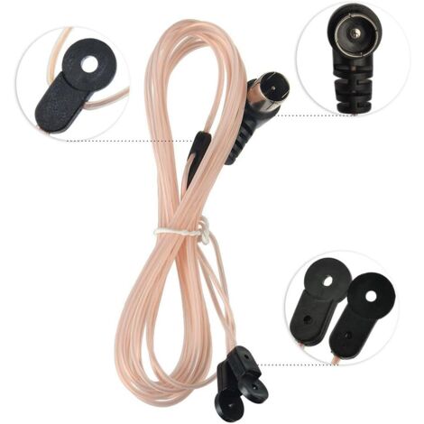 1 antenne fm dipôle, connecteur f mâle 75 ohm, câble coaxial 2m, forme en t, pour récepteur stéréo hifi