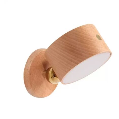 1 aplique de pared de madera, lámpara de lectura LED, aplique de pared regulable para dormitorio, lámpara de mesa táctil giratoria de 360° para sala de estar.