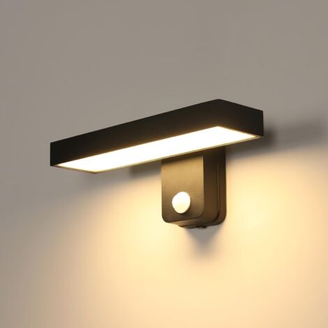 1 Applique Murale Exterieur, Panneau LED Orientable 350°, Détecteur de Mouvement 6m, Étanche IP65 Aluminium, Pour Jardin Garage Terrasse
