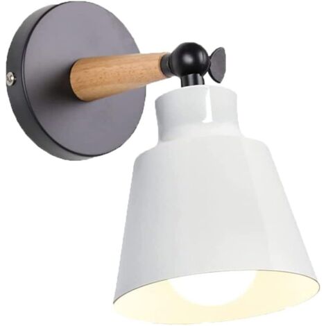 1 Applique Murale Industrielle Métal Bois E27 Réglable 180° Pour Salon Chambre