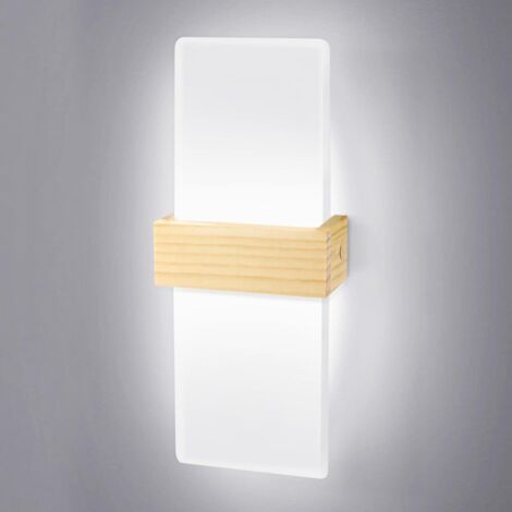 1 Applique Murale LED 12W, Acrylique, Bois, Blanc Froid 6500K, Intérieur Salon Chambre