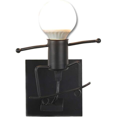 1 Applique Murale Métal Design Humanoïde Rétro Noir E27 Pour Salon Chambre Couloir