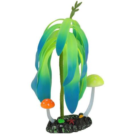 1 Arbre et champignon fluo décoration aquarium 7 cm x 3 cm x 24 cm couleur aléatoire - Flamingo