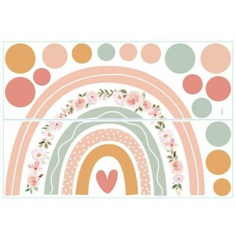 1 autocollant mural arc-en-ciel pour maternelle, autocollant mural arc-en-ciel pour bébé, autocollant mural de dessin animé, 90 x 61 cm