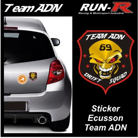 1 Autocollant TEAM ADN - Format Ecusson 10cm
