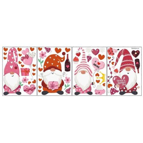 1. Autocollants Gnome Fête des Mères – Décorations murales DIY pour chambre, salon, maison – 10 stickers vitre adhésifs résistants.