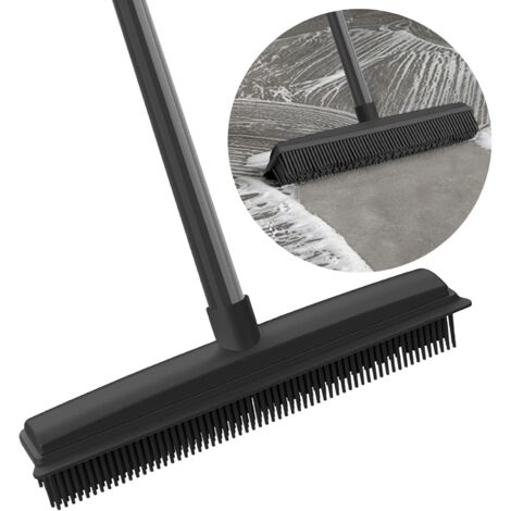 1 Balai Raclette 2 En 1, Manche Réglable 156 Cm, Brosse Caoutchouc Anti-Poils, Pour Sols Et Tapis