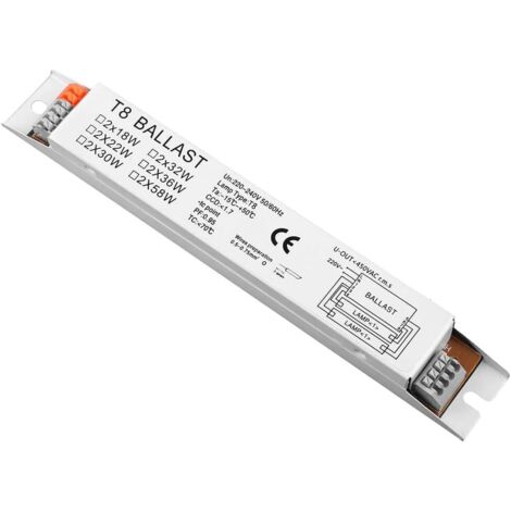 1 Ballast électronique, T8, 2 x 18 W, 220-240 V, pour lampe fluorescente, intérieur