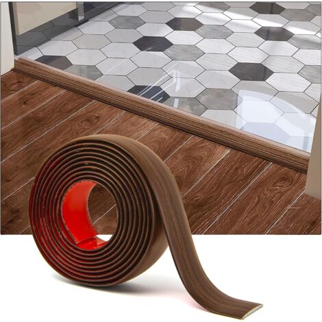 1 Bande de seuil autocollante en vinyle, 122x4cm, Bois de cerisier, Pour sol stratifié et carrelage