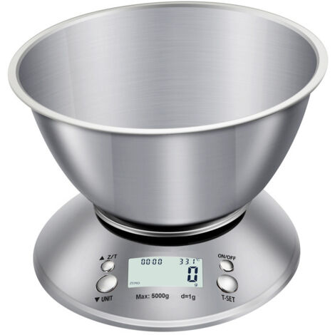 1 báscula de cocina de acero inoxidable, báscula de viaje para alimentos, mini báscula digital para alimentos con pantalla, 5 kg