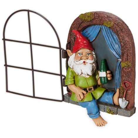 1 Baumdekoration, Elfe mit Klappfenster, Kunststein, wetterfest, für den Garten