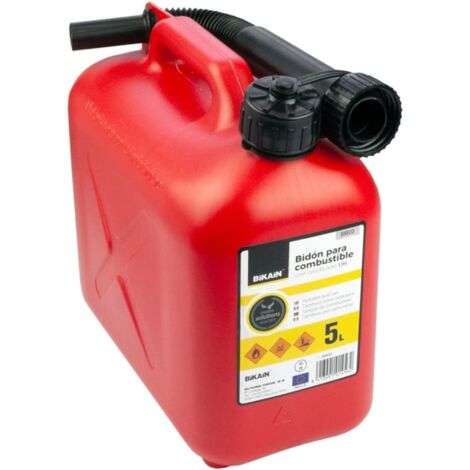 1 Bidon Carburant 5 Litres Polyéthylène Bec Verseur Sécurité Usage Extérieur