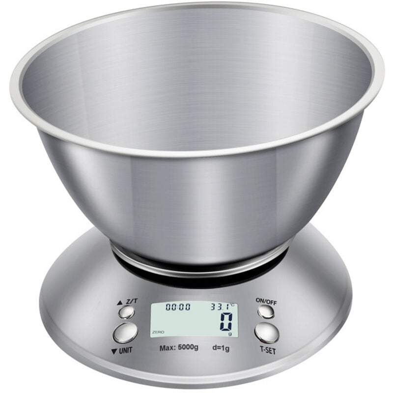 Image of 1 bilancia da cucina in acciaio inox, bilancia da viaggio per alimenti, mini bilancia digitale per alimenti, bilancia da esposizione, 5 kg