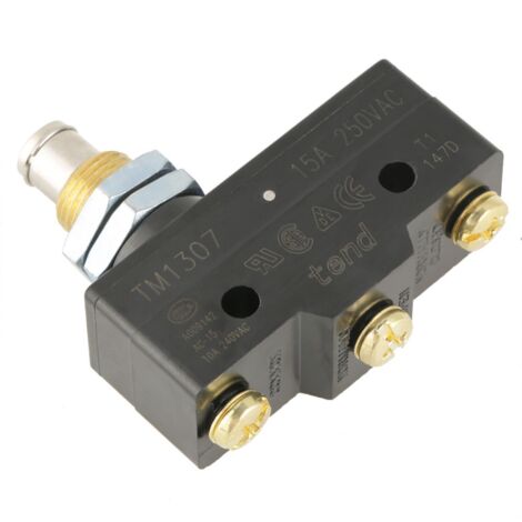 1 black TM1307 piston actuator for panel mounting, momentary limit switch