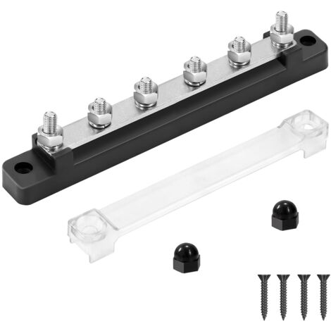 1 Bloc de Distribution 150A DC 12V-48V Barres de Bus M6 avec Couvercle pour Voiture Bateau