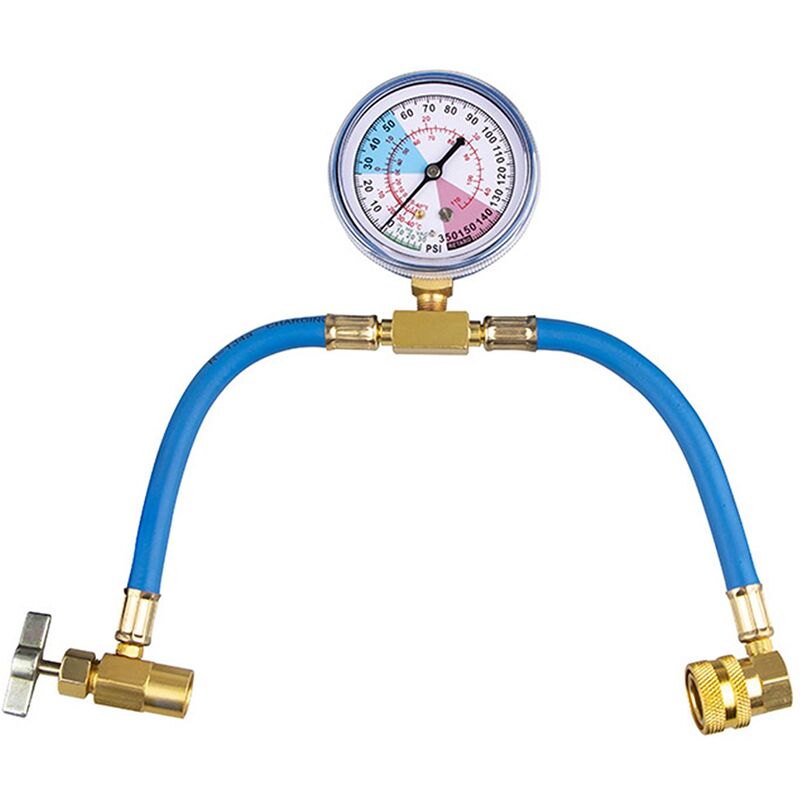 1 Blue hose Refrigerant load with r134a manometro for car key 1/4
