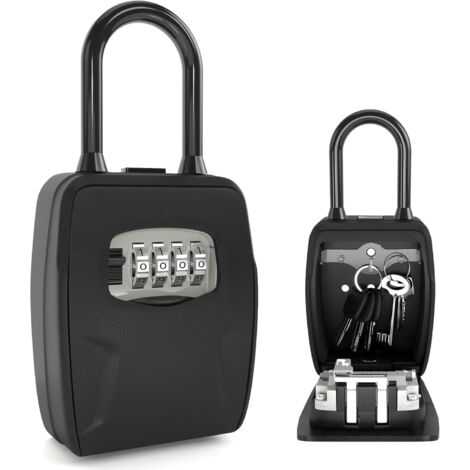 1 Boîte à clés murale, code 4 chiffres, alliage aluminium, étanche, pour extérieur et porte