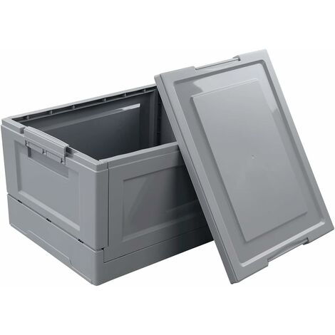 1 boîte de rangement pliable en plastique avec couvercles, bac utilitaire pliable