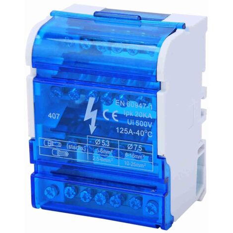 1 Boîtier De Distribution 407 Bornes Rail Din Couvercle Transparent Nylon Ignifuge Pour Projet Électrique