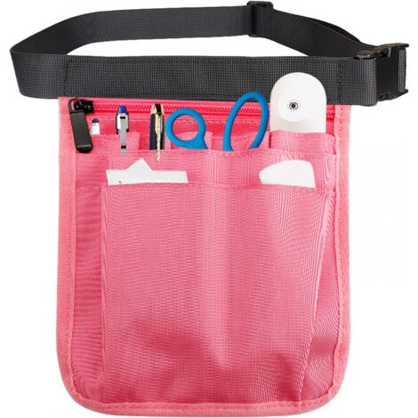 1 bolsa de herramientas multifunción con cinturón, bolsa de herramientas rosa, bolsa de almacenamiento de accesorios de enfermera con cinturón ajustable para enfermeras y jardineros