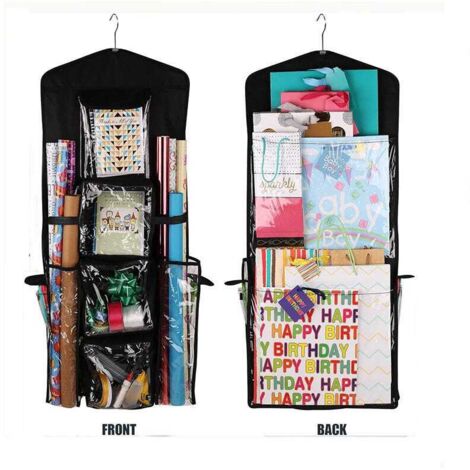 1 bolsa de regalo colgante de doble cara, bolsa de almacenamiento colgante navideña, bolsa de almacenamiento colgante para puerta, negra (4195cm)