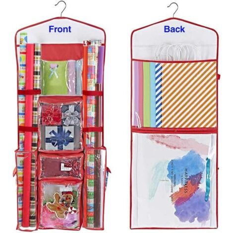 1 bolsa de regalo colgante de doble cara, bolsa de almacenamiento colgante navideña, bolsa de almacenamiento colgante para puerta, roja (4195cm)