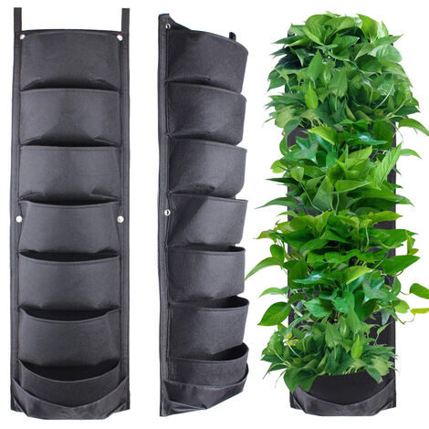 MAEREX 1 bolsa para macetero colgante, 7 bolsillos para macetero vertical de pared, bolsas colgantes para plantar para interior, exterior, jardinería, maceta vertical verde