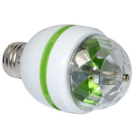 1 bombilla LED giratoria RGB E27 con base helicoidal multicolor, 3 W, para fiestas