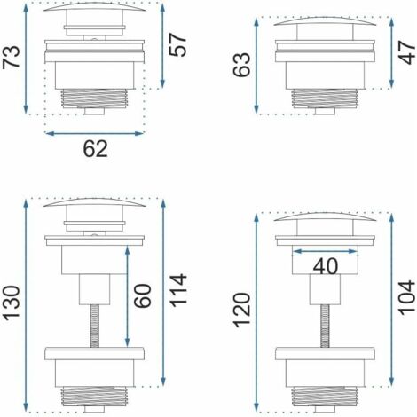 1 - Bonde de lavabo - Laiton - Système clic-clac avec trop-plein - Pour salle de bain - Blanc mat - 4,5cm
