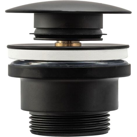 1 - Bonde De Lavabo - Laiton - Système Clic-clac Pop-up Avec Trop-plein Pour Salle De Bain Noir 45mm