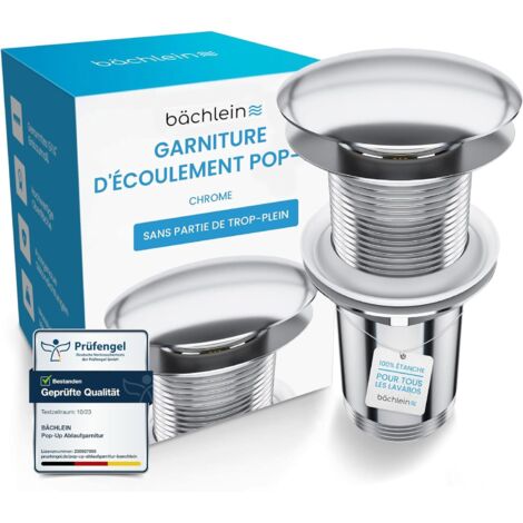 1 - Bonde De Lavabo - Valve Pop-up Chromée - Système Clic-clac Sans Trop-plein Avec 3 Joints Universels Pour Évier Et Lavabo De Salle De Bain - Chrome - 1,25 Pouces