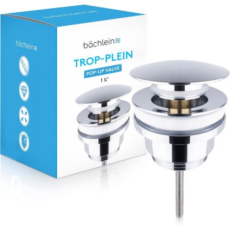 1 - Bonde de Lavabo - Valve Pop-up Chromée - Système Clic-clac Sans Trop-plein - Pour Évier et Lavabo Salle de Bain - Chrome - 1,25 Pouces