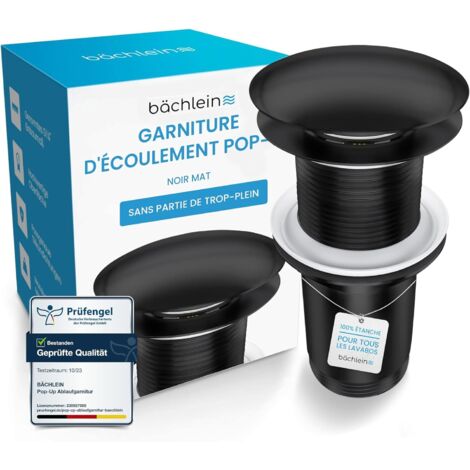 1 - Bonde Lavabo - Valve Pop-up - Système Clic-clac Sans Trop-plein - Pour Évier Et Lavabo De Salle De Bain - Noir Mat - 3,2x3,2cm
