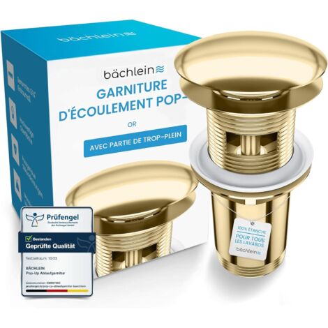 1 - Bonde Universelle - Valve Pop-up - Fonction Clic-clac Avec Trop-plein Pour Lavabo Et Évier - Finition Dorée - 1 ¼ Pouces