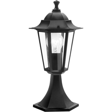 1 - Borne Éclairage Extérieur - Lampe Jardin - Fonte D'aluminium Et Verre - Résistant IP44 Pour Allée Et Terrasse - Noir - 38,5x19,5cm