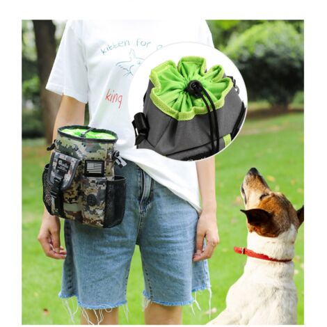 1 borsa per dolcetti per cani, borsa per addestramento cani con tracolla regolabile e rimovibile, distributore di sacchetti per escrementi integrato, grande capacità - Marrone