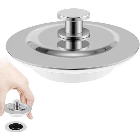 1 Bouchon de vidange, Acier inoxydable, Silicone, Ouverture 42-45mm, Universel, Évier, Baignoire