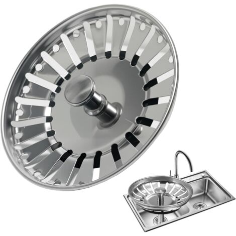 1 Bouchon Évier Acier Inoxydable, Diamètre 80mm, Filtre Déchets, Compatible 78-81mm, Cuisine Salle De Bain