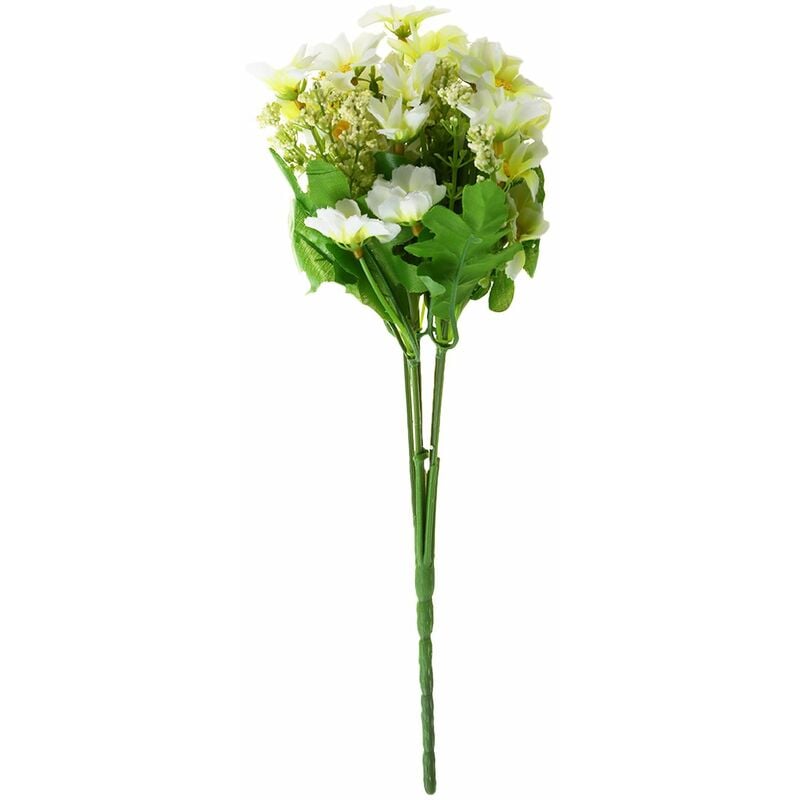 1 Bouquet Artificiel Faux Tissu en Soie Marguerite DéCoration de FêTe de Mariage à la , Blanc