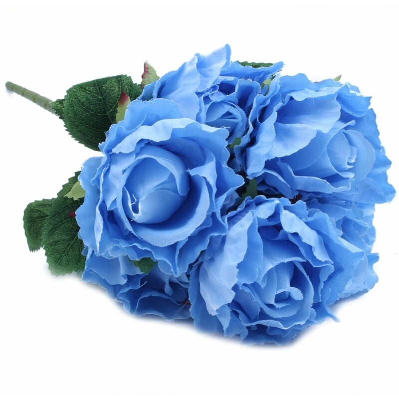 1 Bouquet Pivoine Bouquet Fleurs de Soie Faux Faux Bouquet de Mariage Artificiel, Bleu