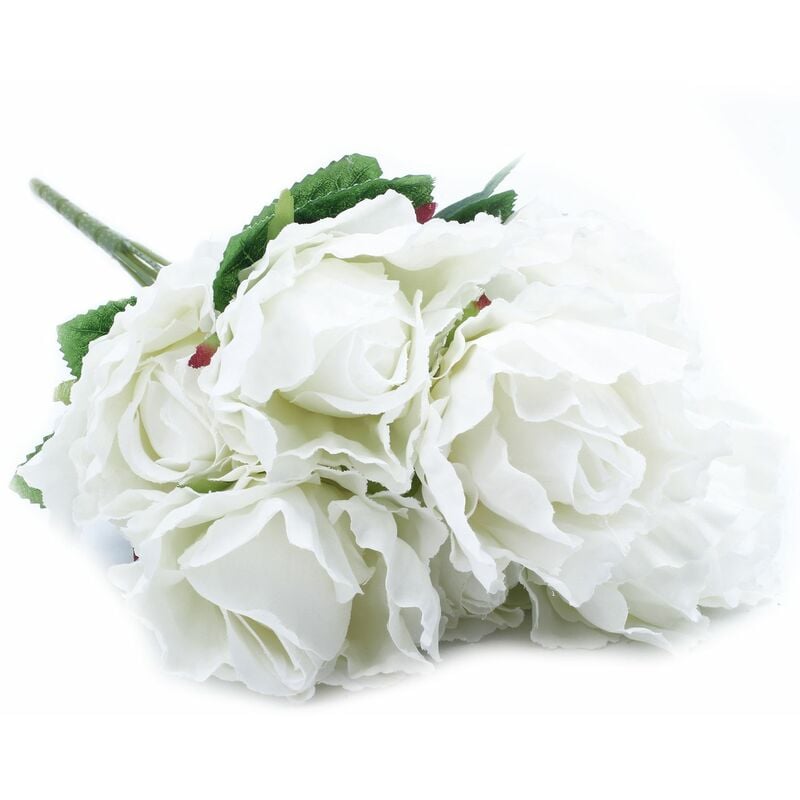 1 Bouquet Pivoine Fleurs Faux Faux Bouquet de Mariage Artificiel, Blanc