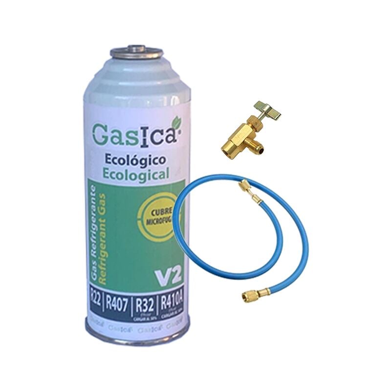 1 bouteille de gaz écologique Gasica 226Gr+ V2 + tuyau Valve de remplacement R22, R32, R407C, R410A Gel organique