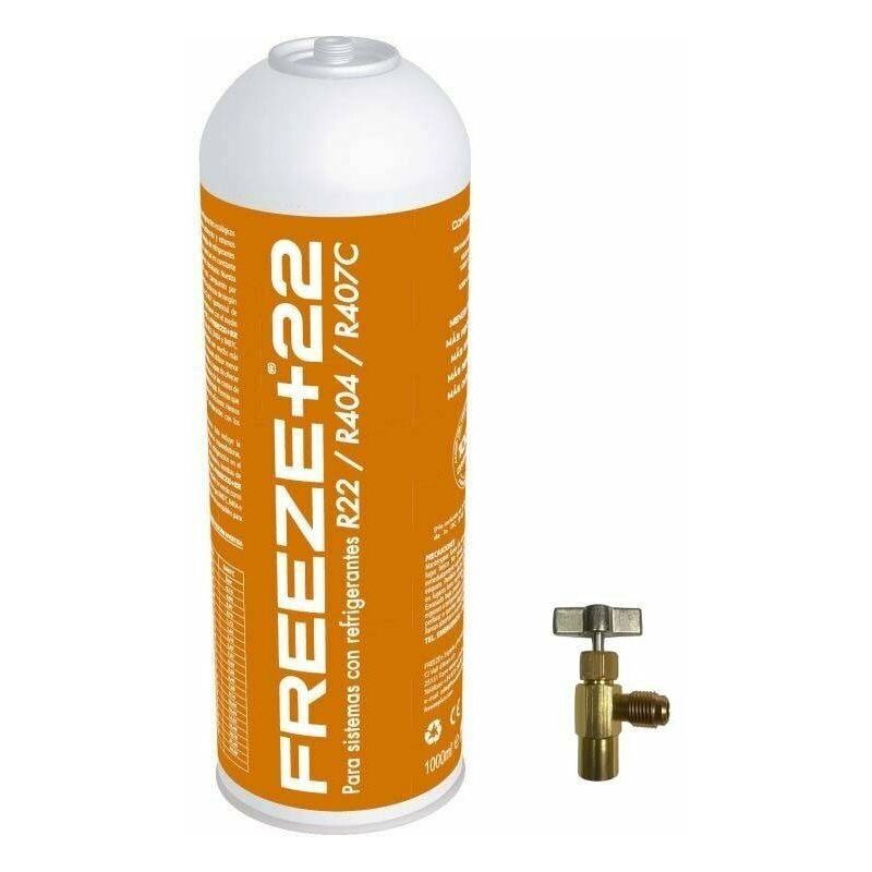 1 Freeze +22 400gr Ecological Gas Bottle + R22 R22 Substitute Valve, R404, R407C