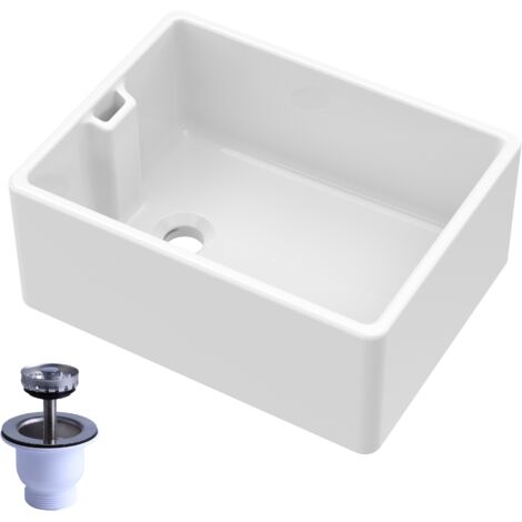 1 Bowl Fireclay Ceramic Belfast Sink & Strainer Waste - 595mm