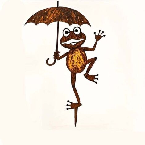 1 breloque grenouille rustique en métal, support à fleurs en fer rustique pour jardin, balcon, terrasse, support à fleurs et patio